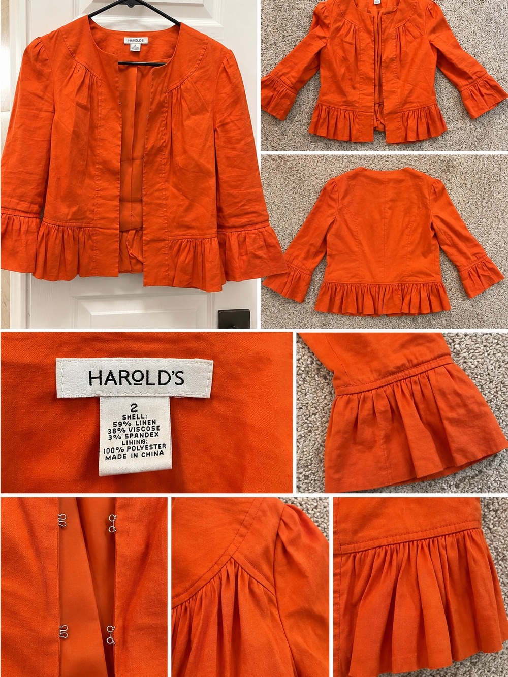 Harold's Orange Ruffle-Hem Girls Jacket